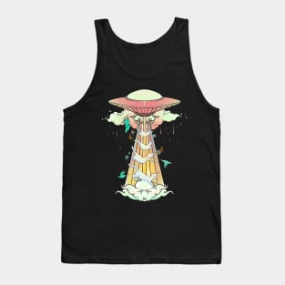 UFO Abducting Cats Surreal Alien Art Tank Top